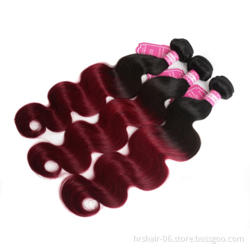 Brazilian ombre Hair Bundles Cheap 2 tone 1b/Burg color 100% human hair weft